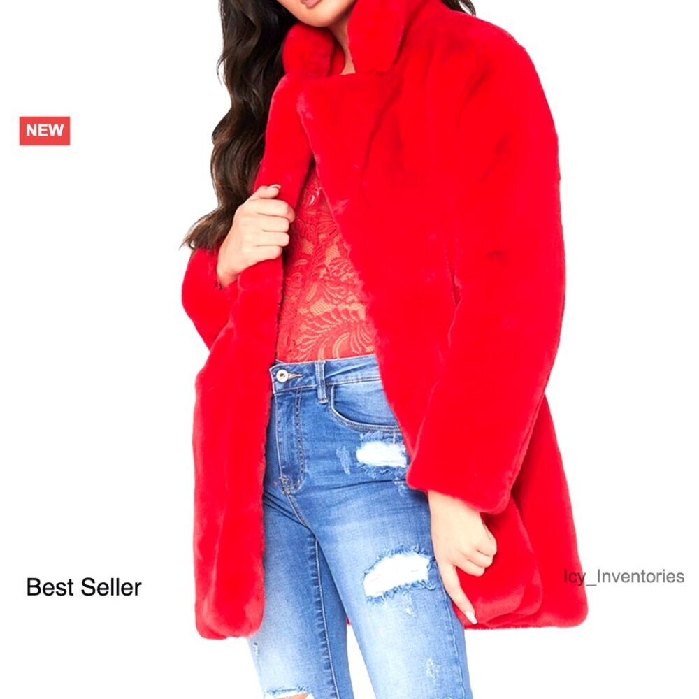 Faux Fur Coat Lapel Lined Winter Warm Elegant Chic Plus Size Outerwear